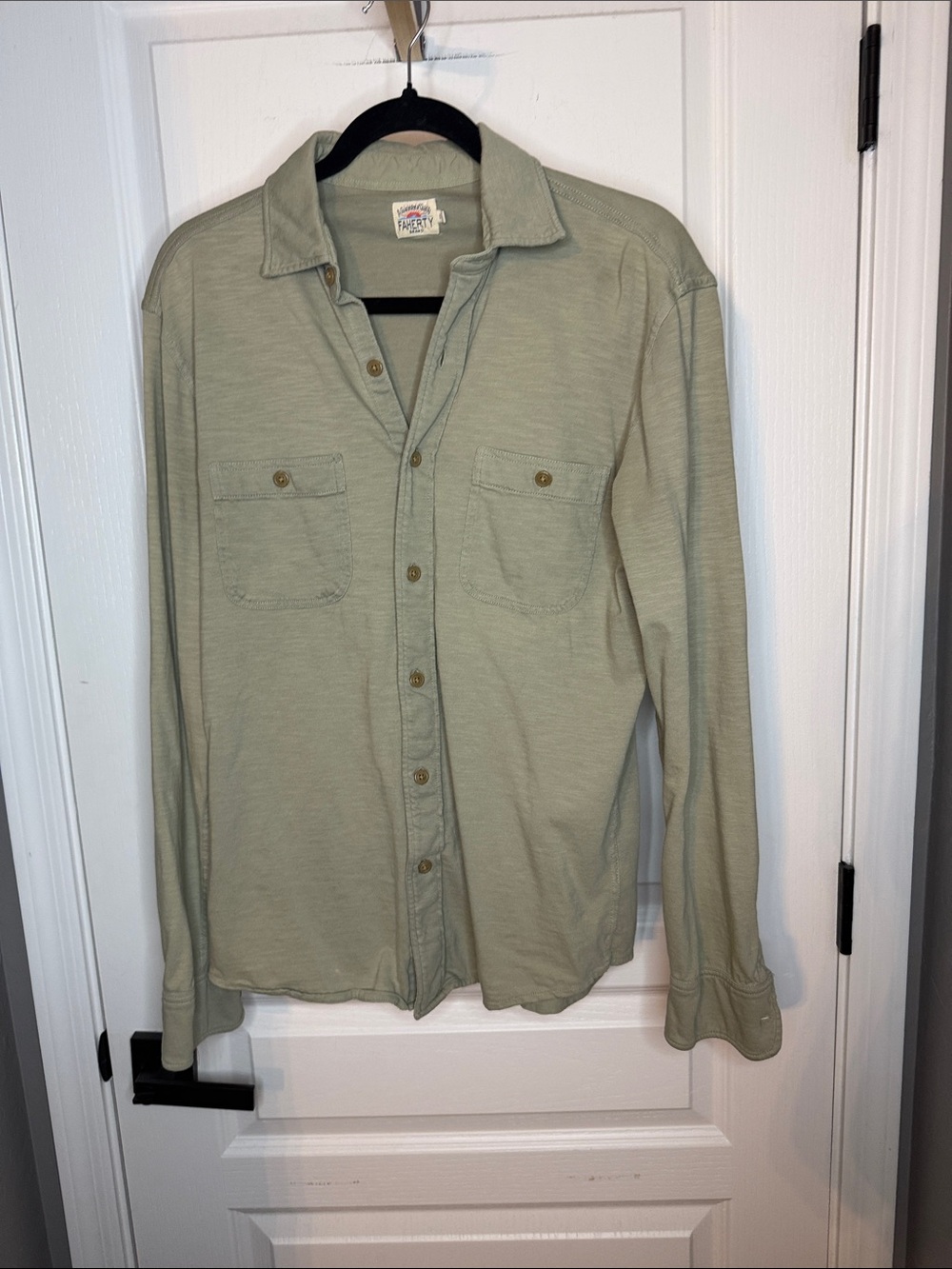 Faherty Light Sage Green Button-Down Shirt